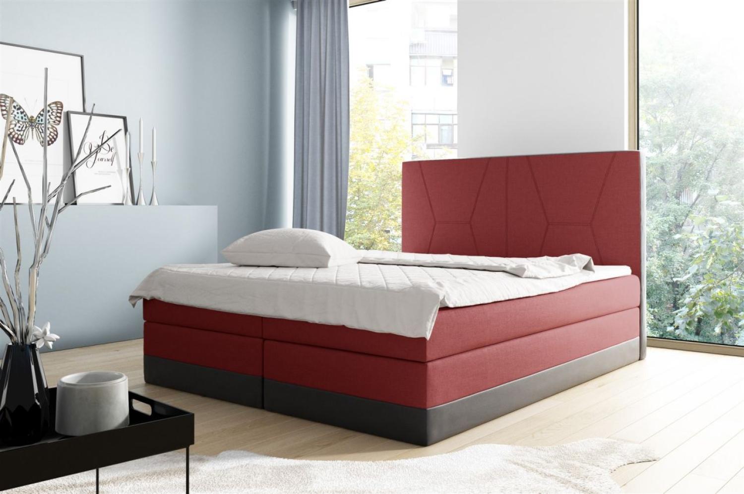 Boxspringbett VELARO mit Bettkasten 180x200 cm Rot-Schwarz Bild 1