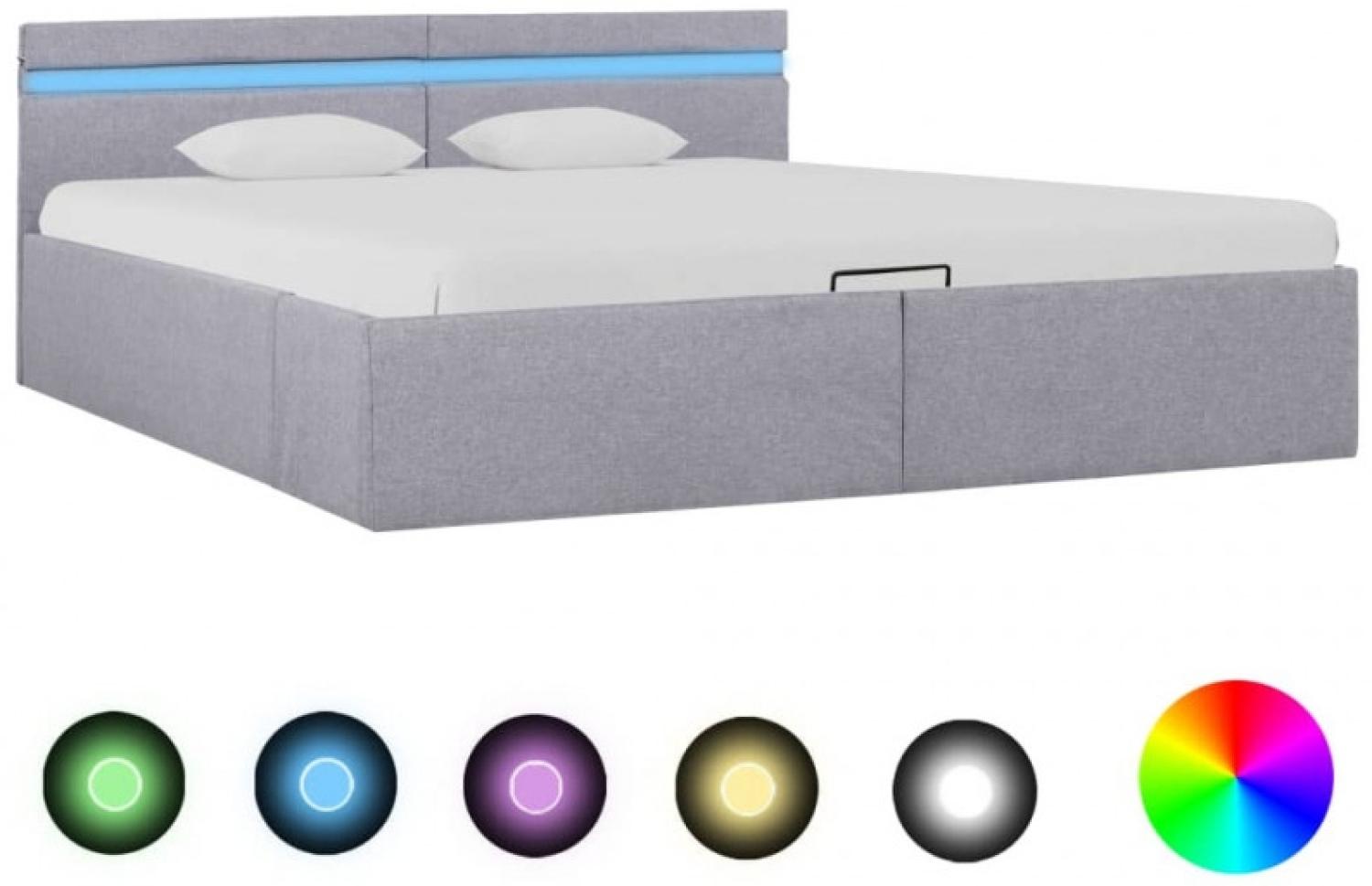 vidaXL Bett mit Bettkasten Hydraulisch LED Hellgrau Stoff 180x200 cm 285611 Bild 1