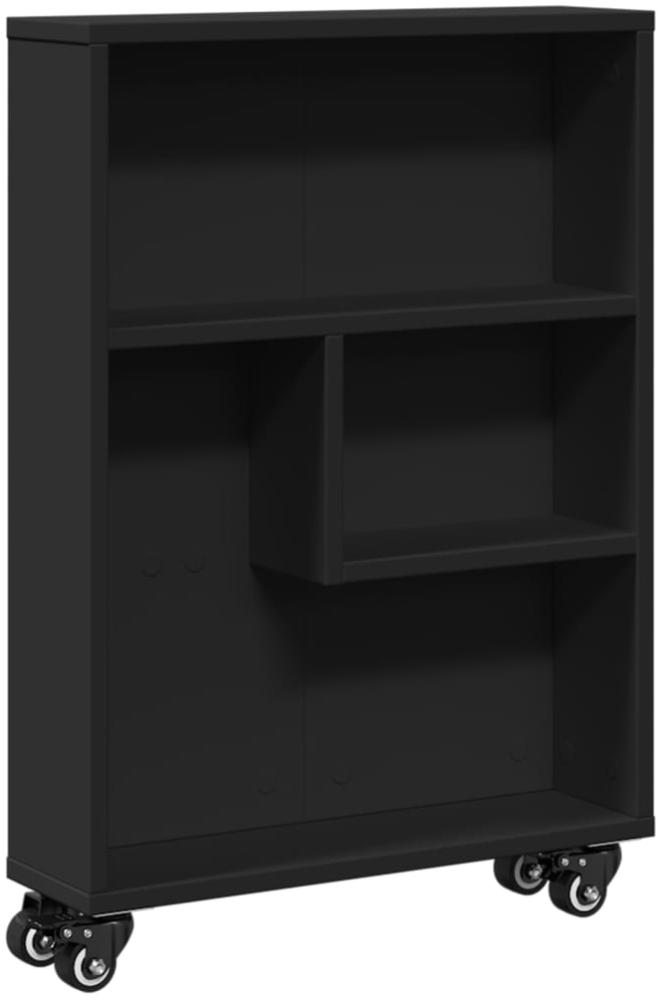 vidaXL Aufbewahrungswagen Schmal Schwarz 48x13x68 cm Holzwerkstoff 855224 Bild 1