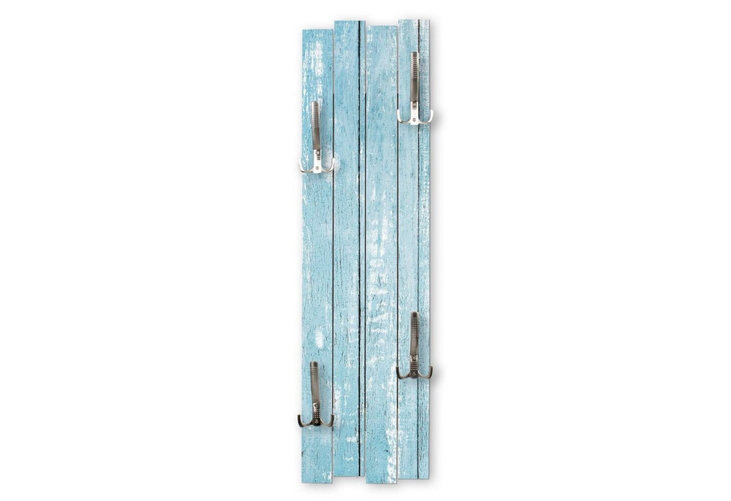 Kreative Feder Wandgarderobe Wand-Garderobe „Altes Holz Hellblau“ aus Holz, Shabby-Chic, ca. 100 x 30 cm, mit 4 Haken, außergewöhnlich, modern Bild 1