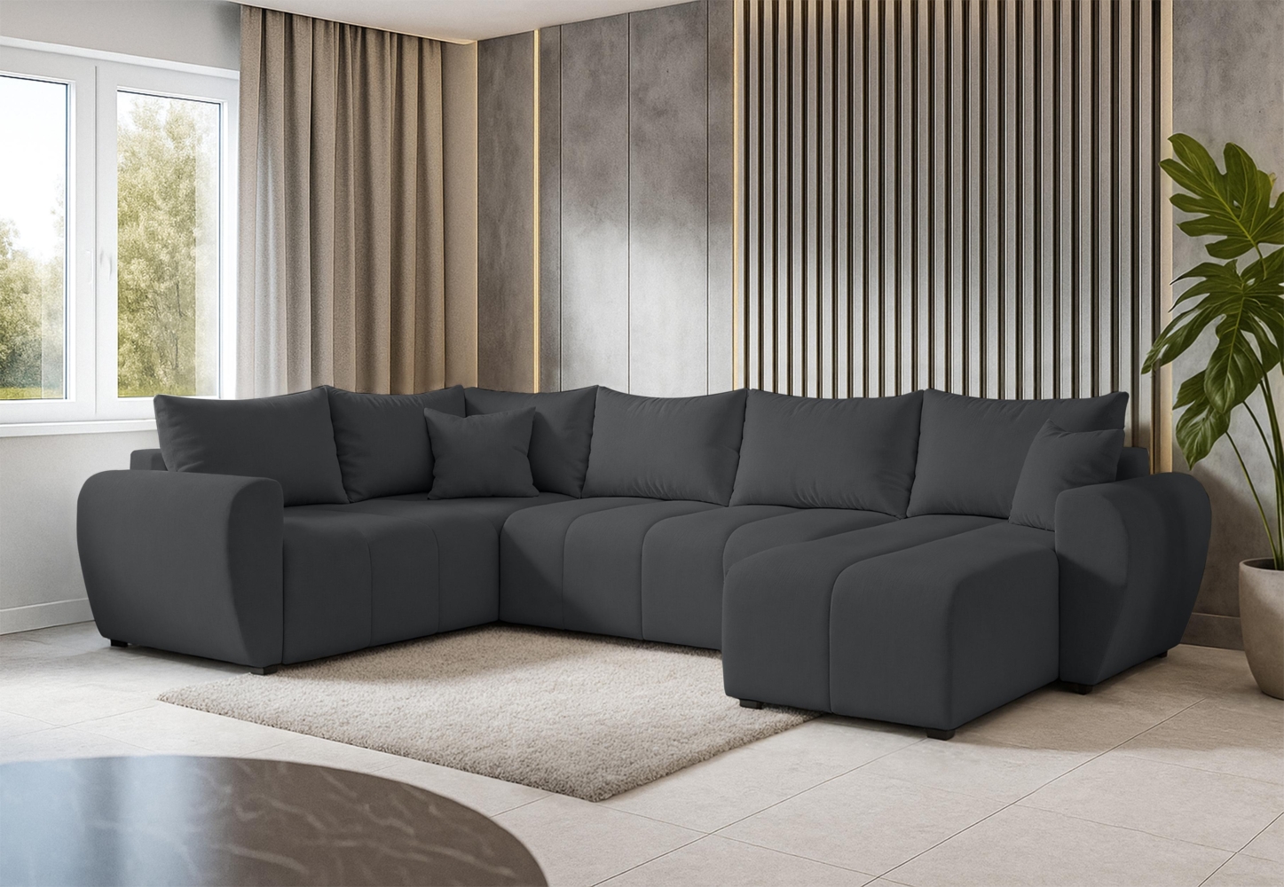 AX LIVING Malatya U XL Wohnlandschaft U Form XXL Ecksofa Dunkelgrau L Bild 1