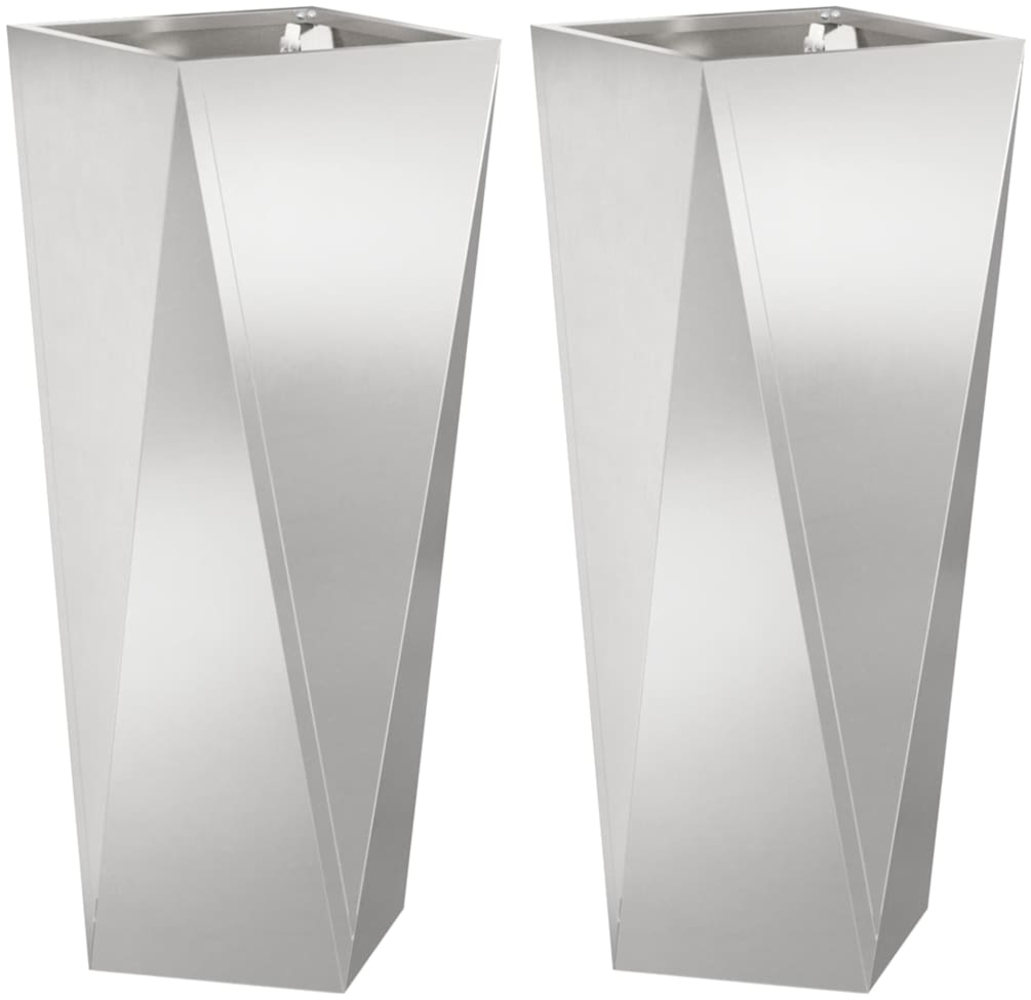 vidaXL Pflanzkübel 2 pcs Silber 30 x 30 x 75 cm Edelstahl 883775 Bild 1