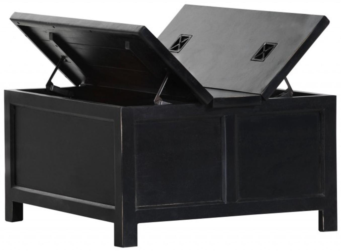 Casa Padrino Couchtisch Schwarz aufklappbar Mango Holz massiv 85x85 cm- Vintage Stil Möbel Bild 1