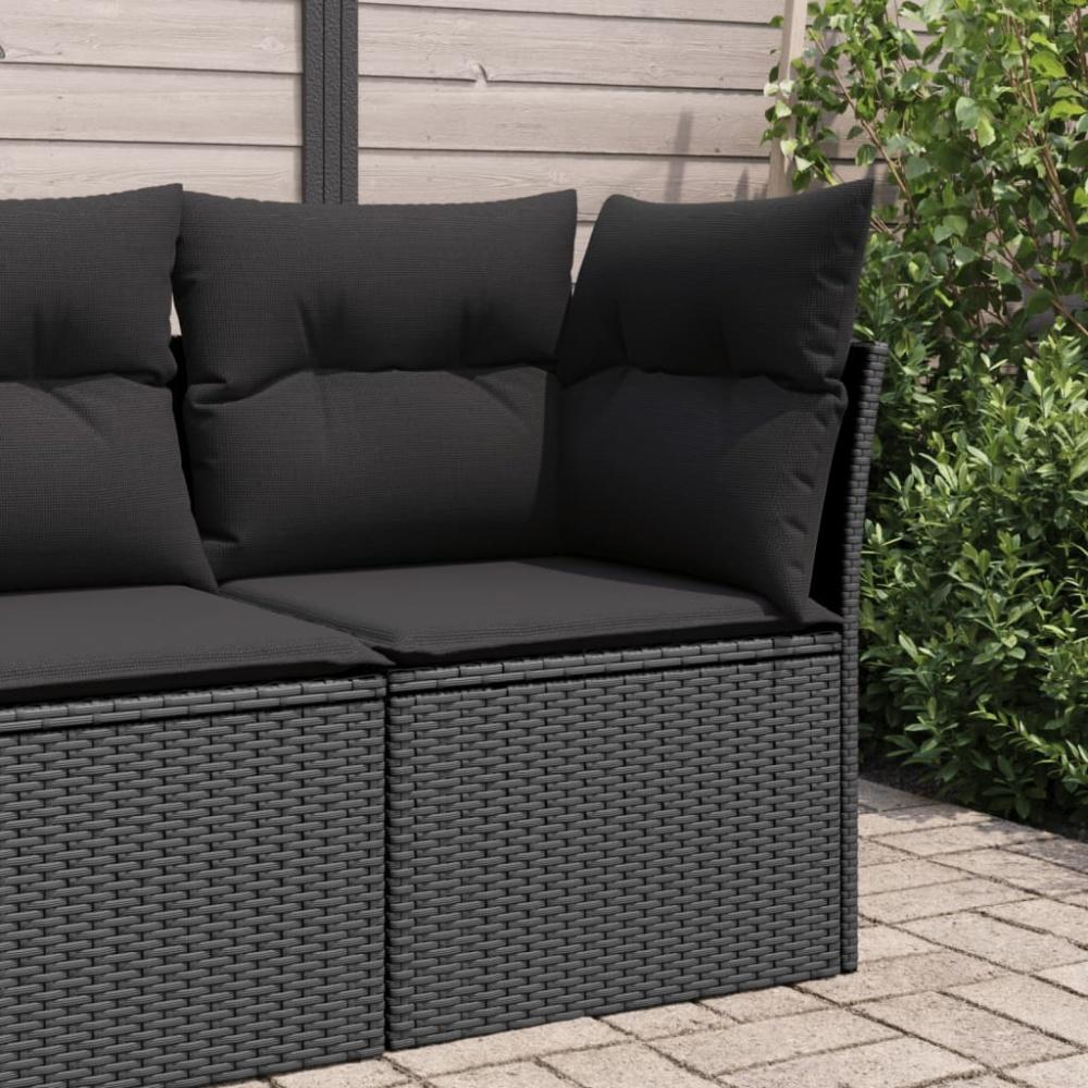 vidaXL Garten-Ecksofa mit Kissen Schwarz Poly Rattan 365985 Bild 1