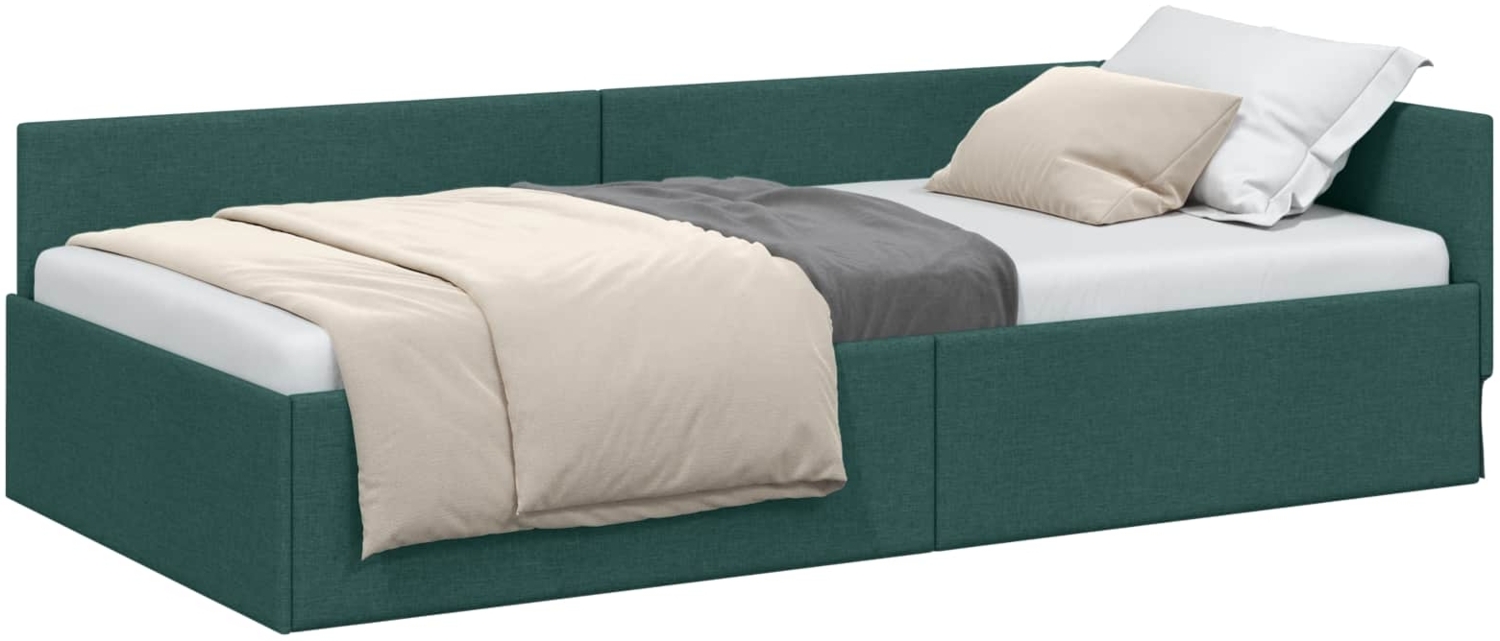 vidaXL Eckbettgestell mit Kopfteil Dunkelgrün 90 cm x 200 cm Samt 42016047 Bild 1