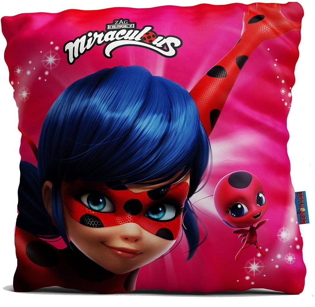 Miraculous Mädchen-Kissen Ladybug 40x40 cm großes Deko-Kissen Auto-Kuschel-Kissen Zierkissen Schmusekissen Kopfkissen Wende-Kissen Marinette Adrien Agreste Lady Bug Cat Noir Paris zur Bettwäsche Bild 1