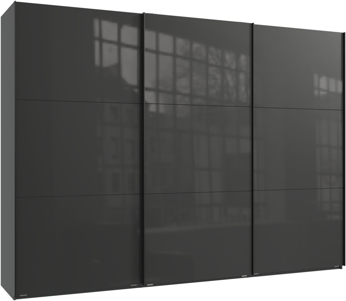 Schwebetürenschrank Kleiderschrank 300 cm Vollausstattung Glasfront in Anthrazit Bild 1