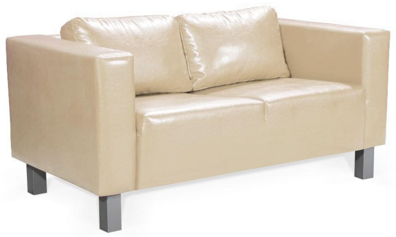 Sofa Designersofa MAILAND 2-Sitzer in Kunstleder Creme Bild 1