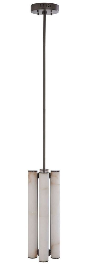 Signature 'MONTAIGNE' Kronleuchter vertikal aus Alabaster und schwarzem Metall - H55 cm - Schwarz Bild 1