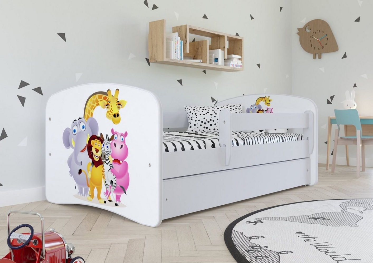 Bjird Kinderbett Babydream 180x80 cm 160x80 cm 140x70 cm (optional mit Matratze, mit Schublade Rausfallschutz und Lattenrost), verschieden Farben und Varianten für Mädchen und Jungen Bild 1