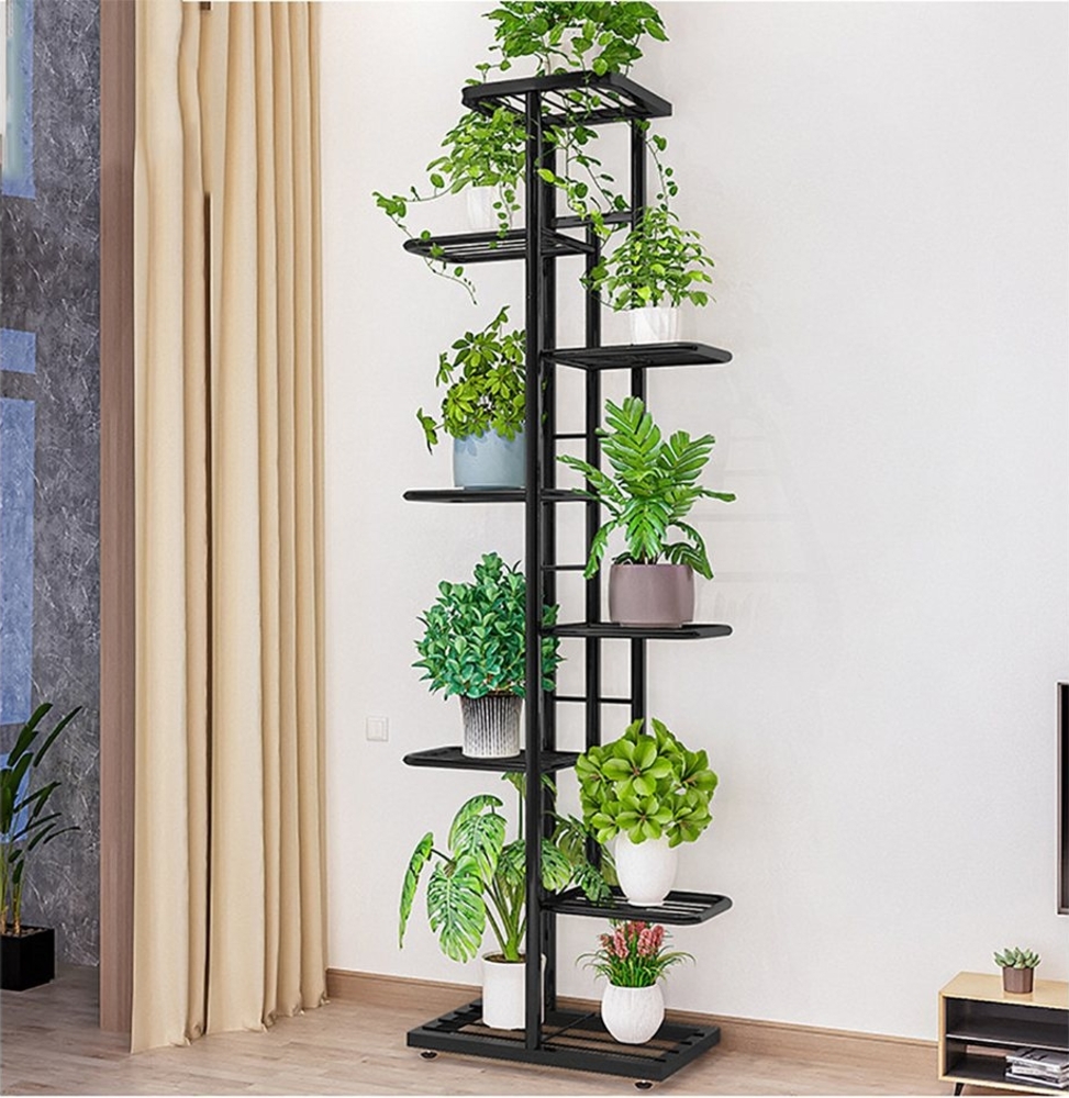 GarveeMore Blumenständer 8-stöckiger Metall-Pflanzenständer, Innen Außen 9 Topfpflanzen-Halter, Etagen-Pflanzenregal Metall-Blumenregal für die Ecke im Wohnzimmer Bild 1