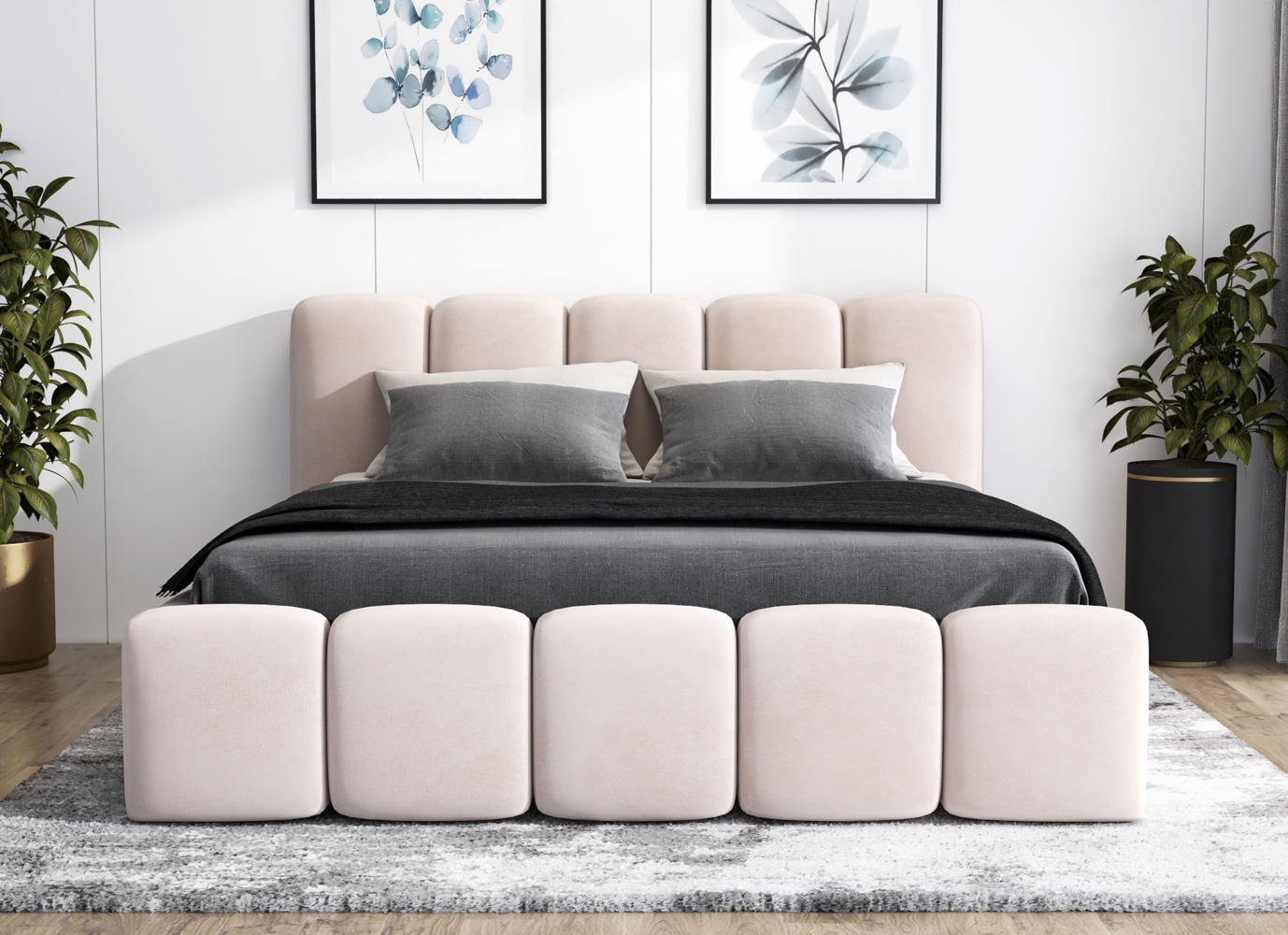 A&J MöbelLand 'Sonic' Polsterbett, Polyester, Beige, 180 x 200, mit Lattenrost, mit Bettkasten Bild 1