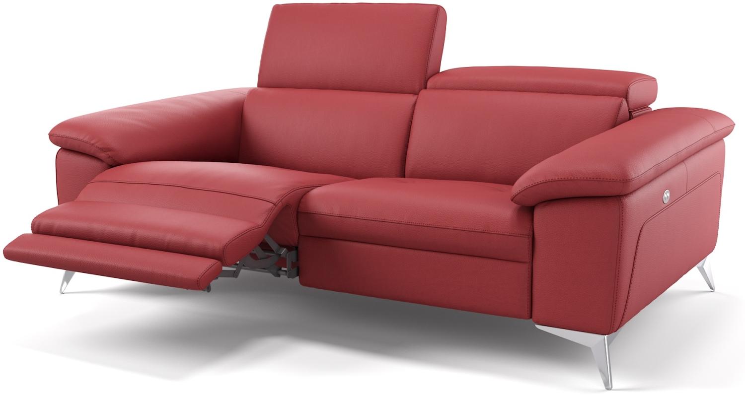 Sofanella Ledergarnitur STELLA Ledercouch 2-Sitzer Sofa in Rot Bild 1