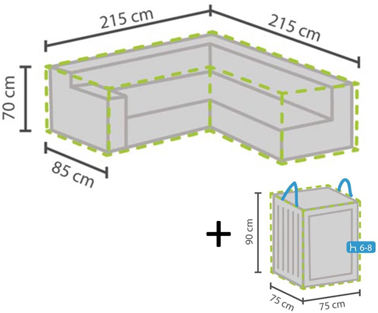 Schutzhülle 215x215cm für L-förmiges Garten Lounge Set + Hülle für 6-8 Kissen Bild 1