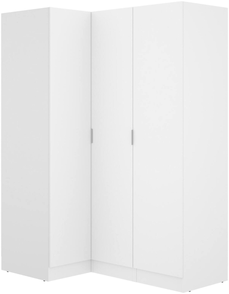 Dmora Kleiderschrank 3 Türen Australia, Eckschrank für Schlafzimmer, Eckschrank, 133x91h184 cm, Weiß Bild 1