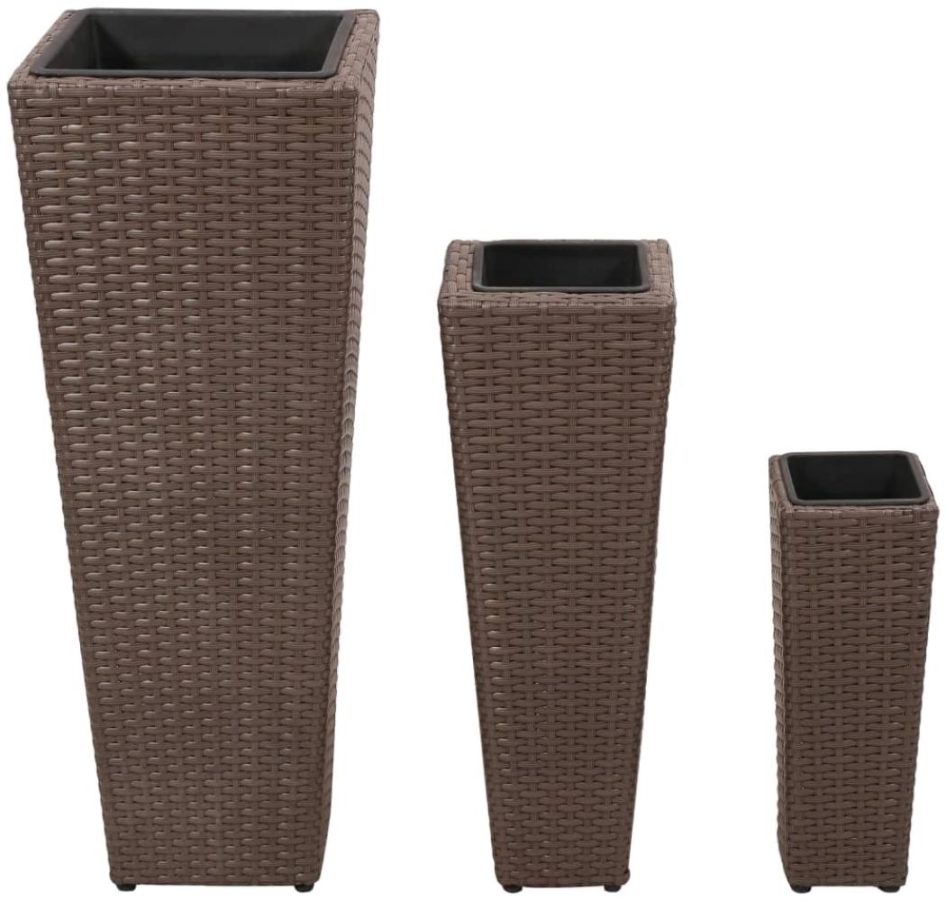 vidaXL Blumenkübel 3 Stk. Polyrattan Braun 40535 Bild 1
