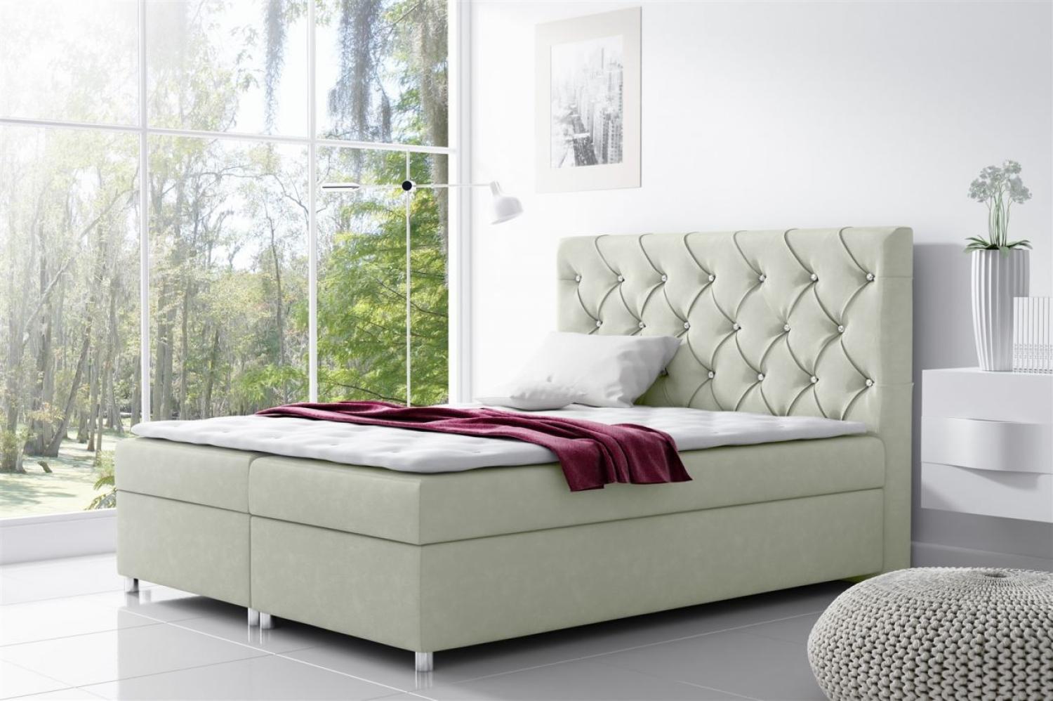 Boxspringbett DOLCE Polyesterstoff Beige 180x200 cm Bild 1