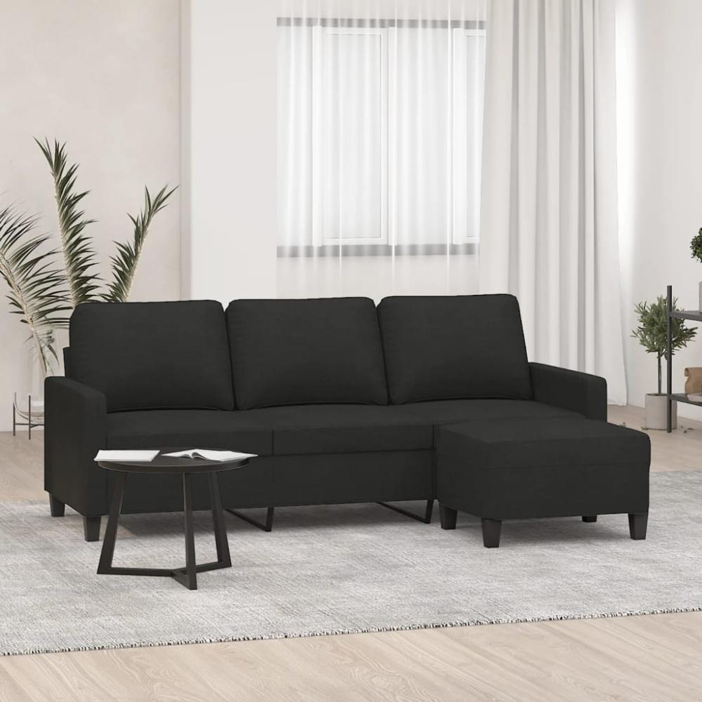 vidaXL 3-Sitzer-Sofa mit Hocker Schwarz 180 cm Stoff 3201041 Bild 1