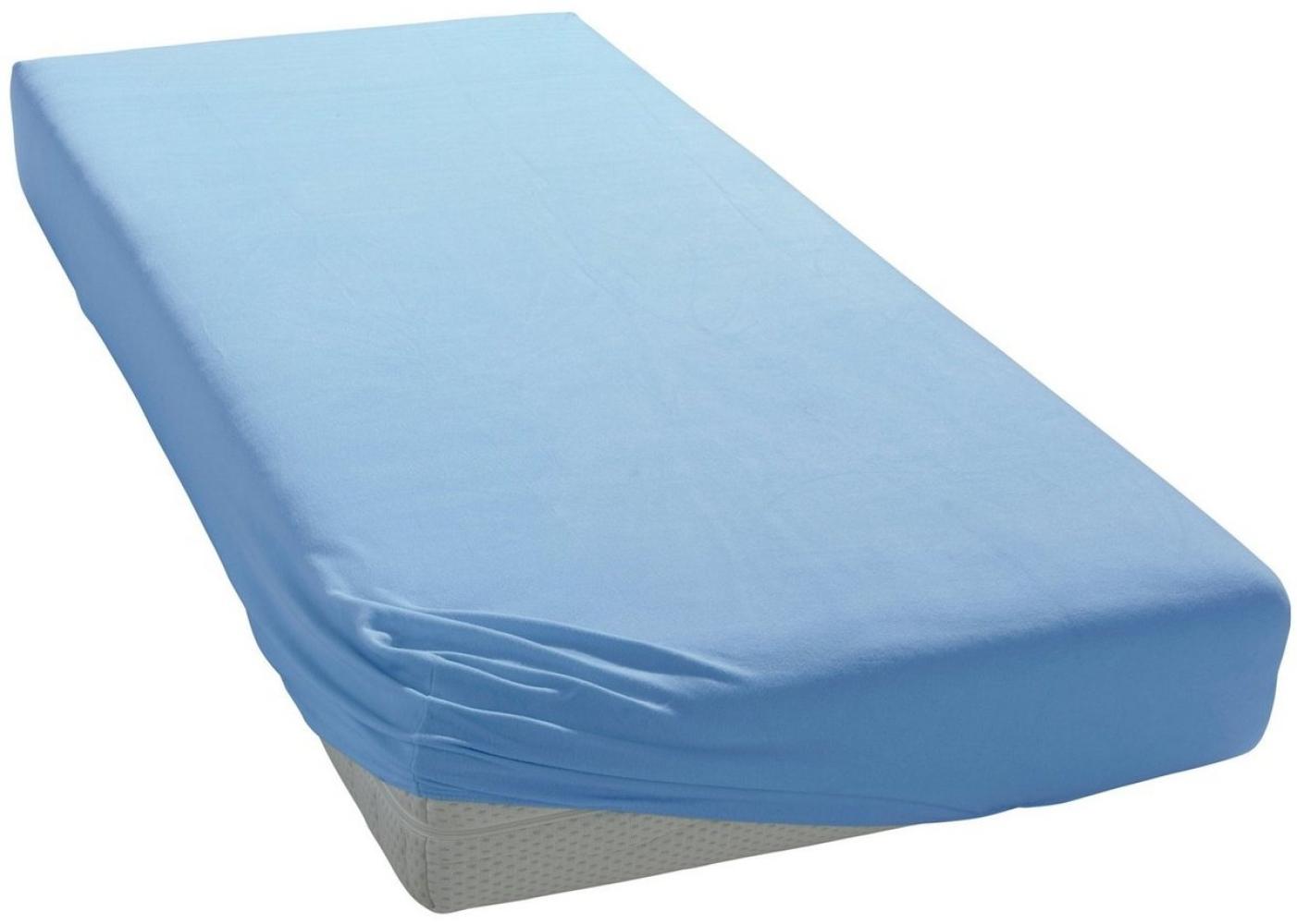 ESTELLA Spannbetttuch Feinjersey | Hellblau | 150x200 cm | passend für Matratzen 140-160 cm (Breite) x 200 cm (Länge) | trocknerfest und bügelfrei | 100% Baumwolle Bild 1