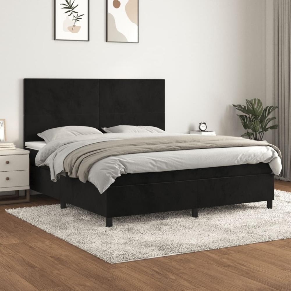 vidaXL Boxspringbett mit Matratze Schwarz 160x200 cm Samt 3142913 Bild 1