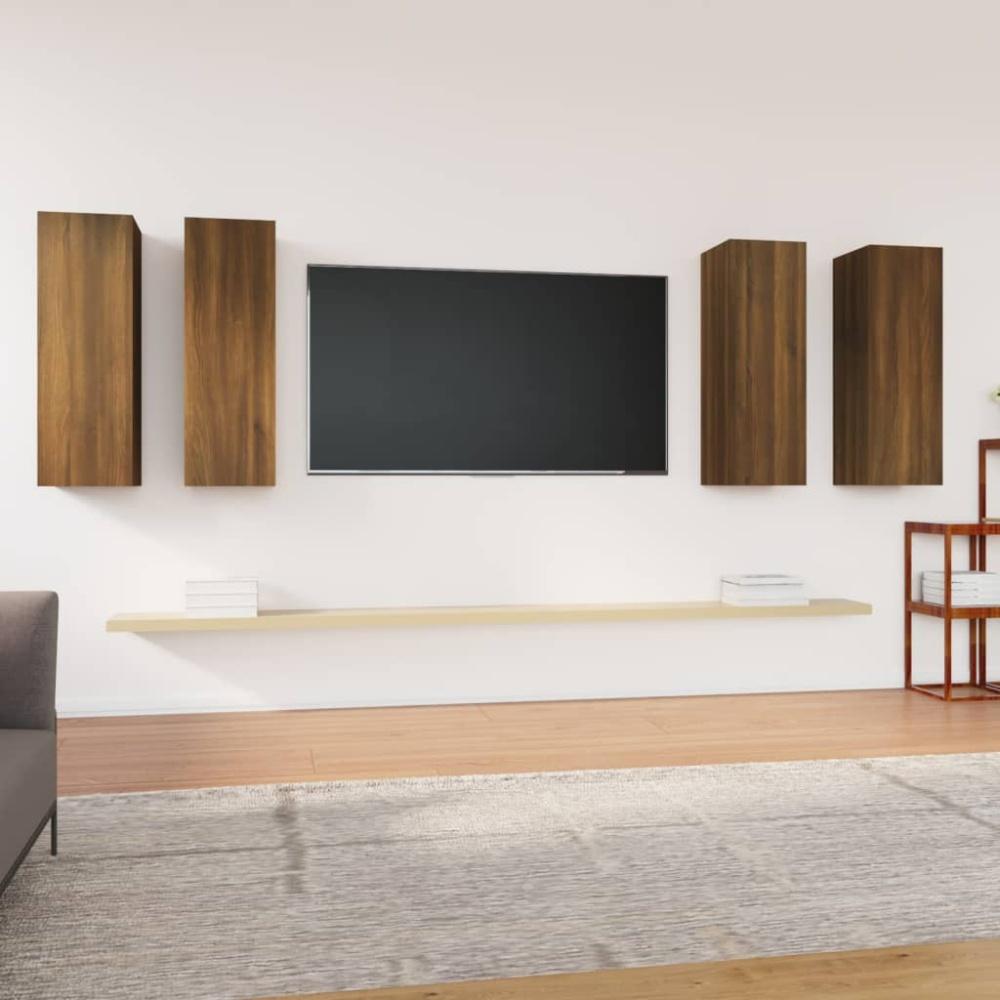 vidaXL TV-Schränke 4 Stk. Braun Eichen-Optik 30,5x30x90 cm 3120331 Bild 1