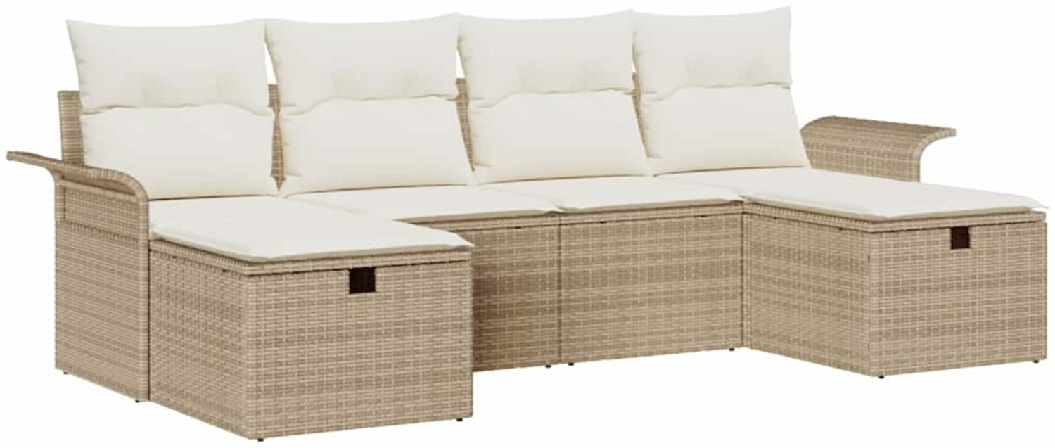 vidaXL Gartensofa-set mit Kissen 6 pcs Beige und Creme Poly-Rattan 3358920 Bild 1