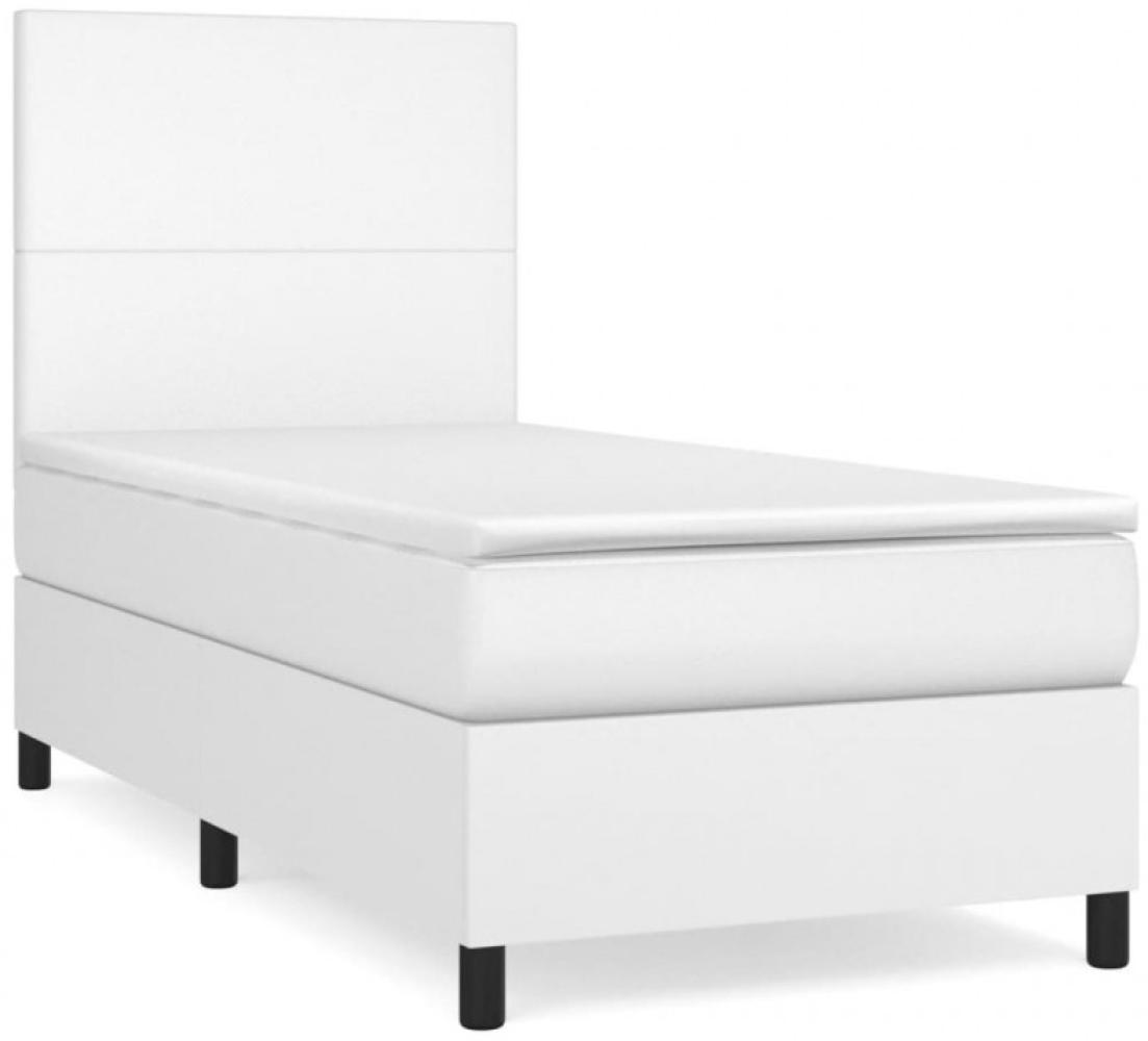 vidaXL Boxspringbett mit Matratze Weiß 80x200 cm Kunstleder, Härtegrad: H2 [3142690] Bild 1