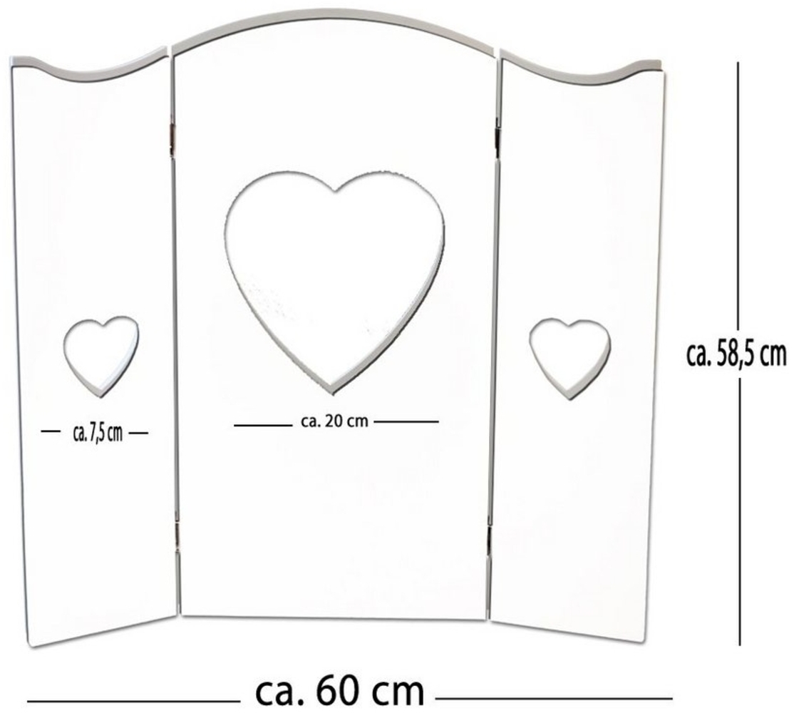 DRULINE Feuerzeug 60cm Wandschirm Weiss Fensterdeko Shabby Fensterladen Deko Herz Parave Bild 1