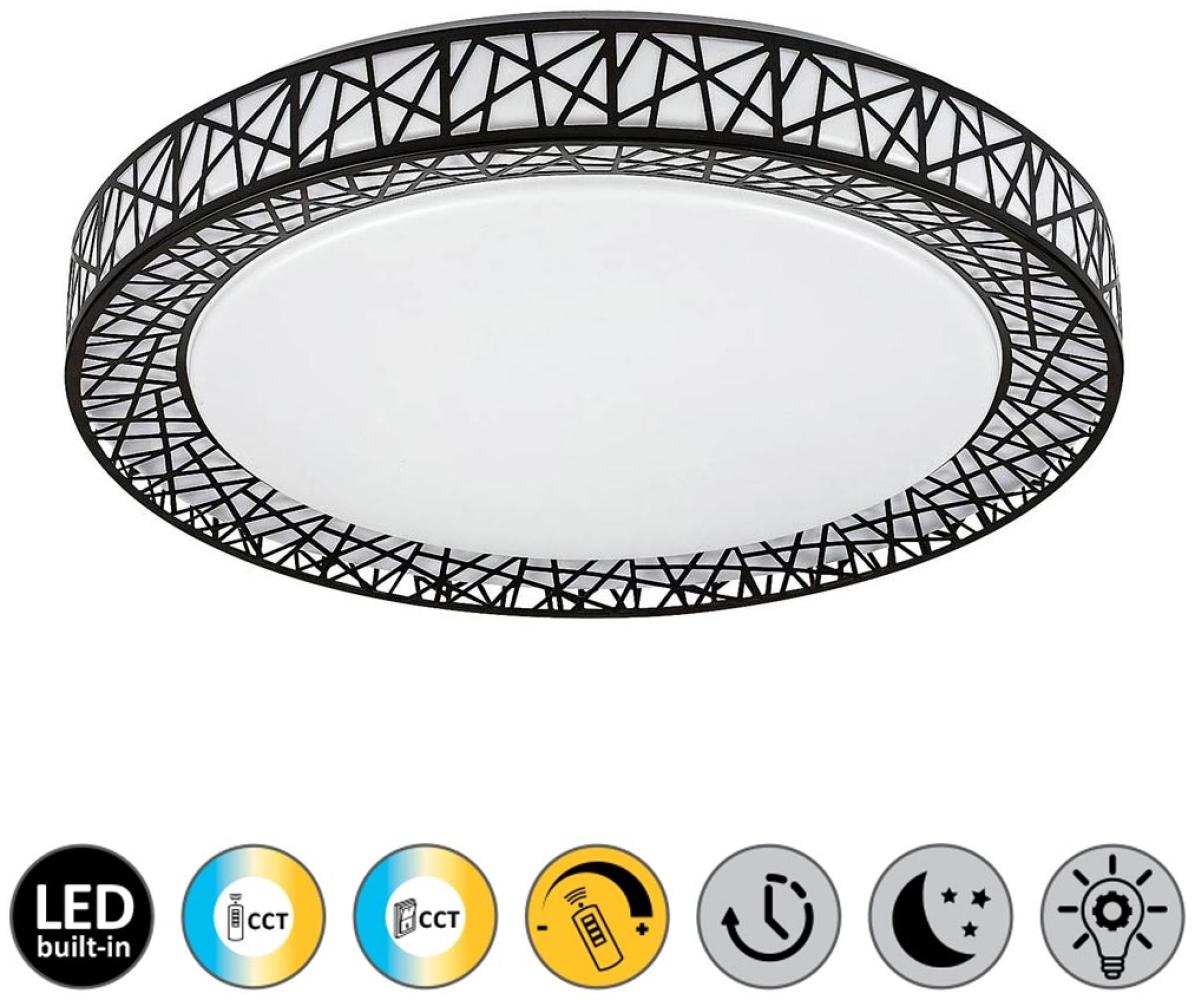 Rabalux 71140 LED Deckenleuchte NILIN 48W Metall schwarz, Kunststoff weiß 3000-6500K H:9,5cm Ø49cm dimmbar mit Fernbedienung Bild 1