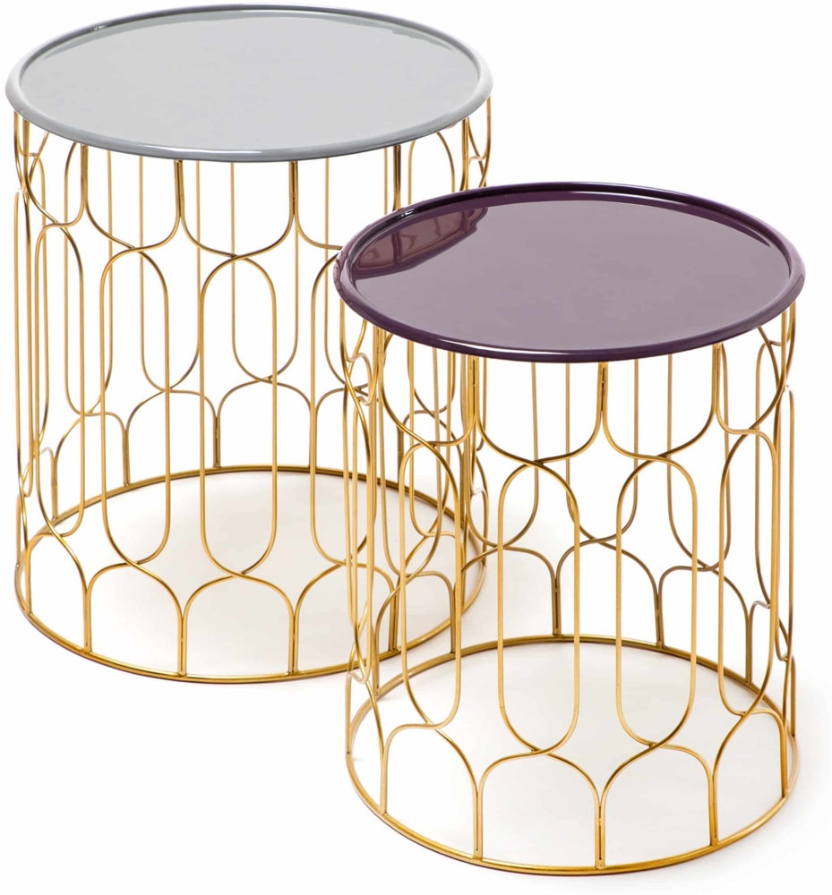 Beistelltisch-Set Timba 210 Grau / Pflaume Bild 1