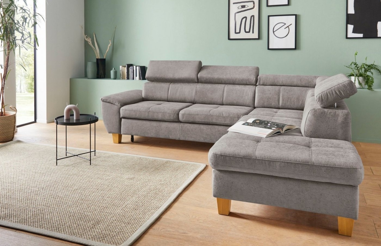 exxpo - sofa fashion Ecksofa Enya, aufwendige Detailverarbeitung, hoher Sitzkomfort, bequem, L-Form, mit Kopfteilverstellung, wahlweise Bettfunktion u. Bettkasten Bild 1