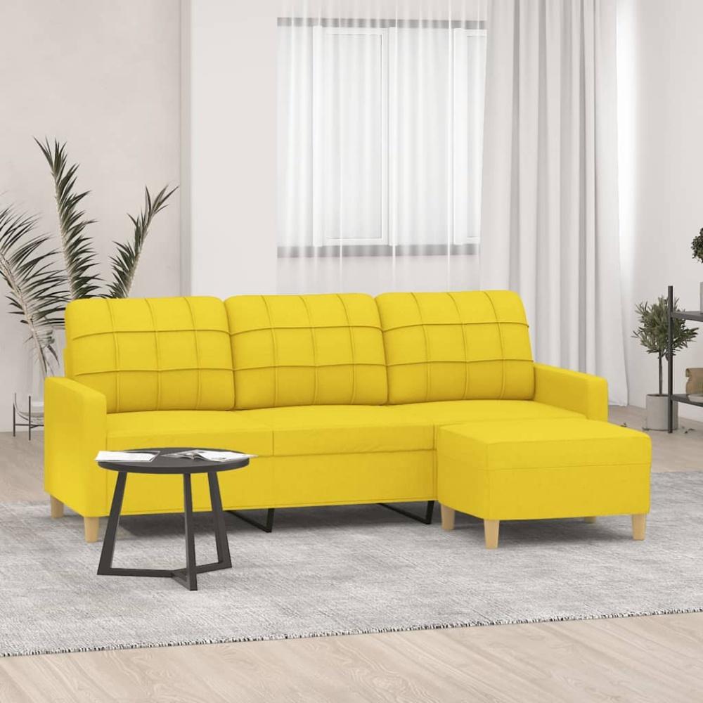 vidaXL 3-Sitzer-Sofa mit Hocker Hellgelb 180 cm Stoff 3201006 Bild 1