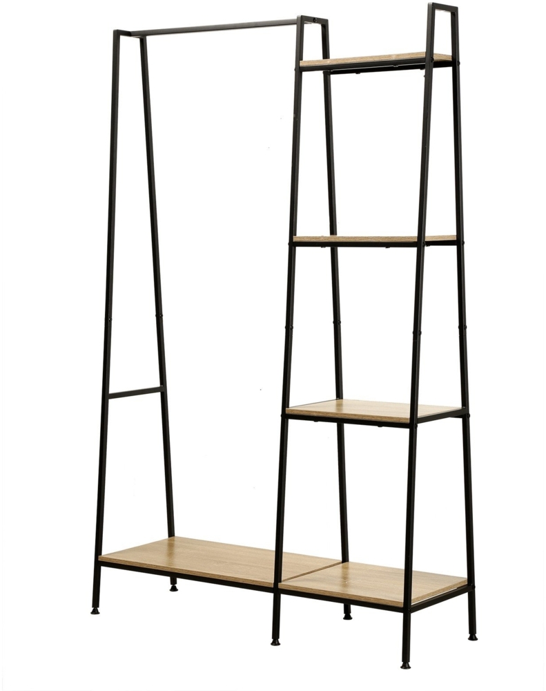 Casâme 'LEXIE' Garderobenständer mit 1 Regal und 4 Etagen - Holzdekor und schwarz - Holz Bild 1