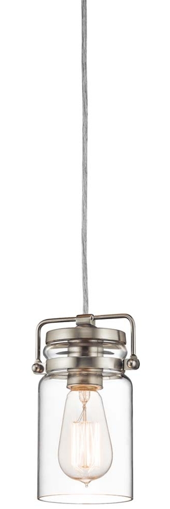 Elstead Lighting Brinley 1-Light Pendelleuchte Mini 1-flammig E27 Nickel gebürstet Bild 1