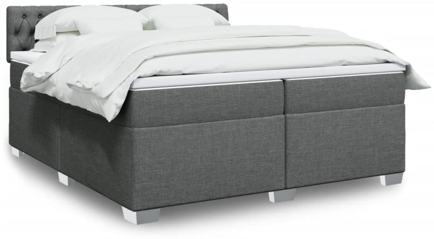 vidaXL Boxspringbett mit Matratze Dunkelgrau 200x200 cm Stoff 3286003 Bild 1