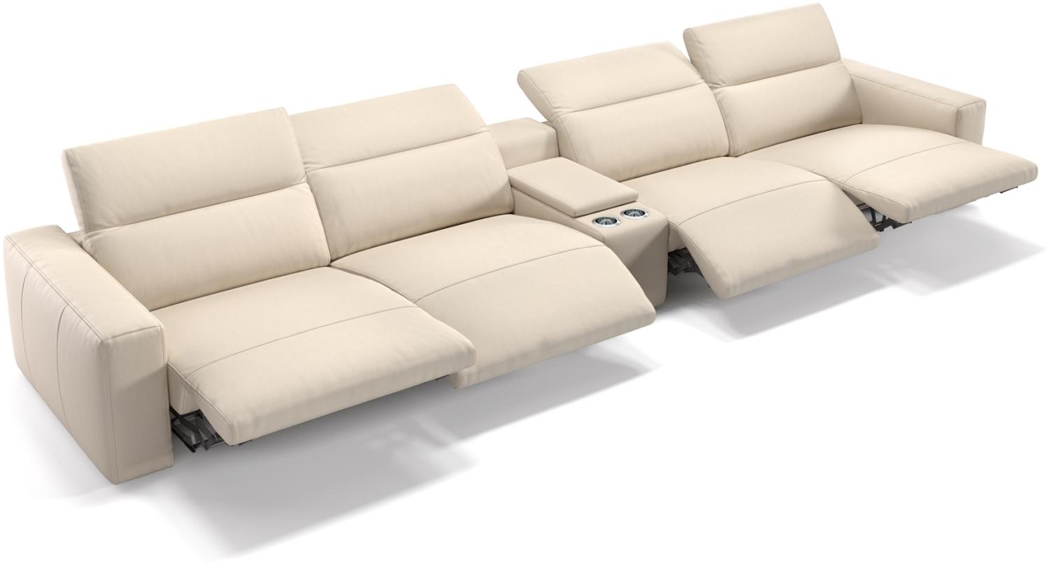 Sofanella Ledercouch LENOLA Kinosofa Homecinema Kinositz in Creme XL: 426 Breite x 109 Tiefe Bild 1