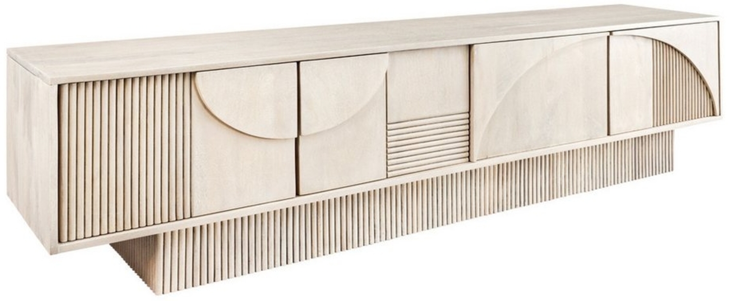 riess-ambiente Lowboard ART DECO 200cm weiß gekälkt (Einzelartikel, 1 St), Massivholz · TV-Schrank · 6 Fächer · 3D-Front · Wohnzimmer · Design Bild 1