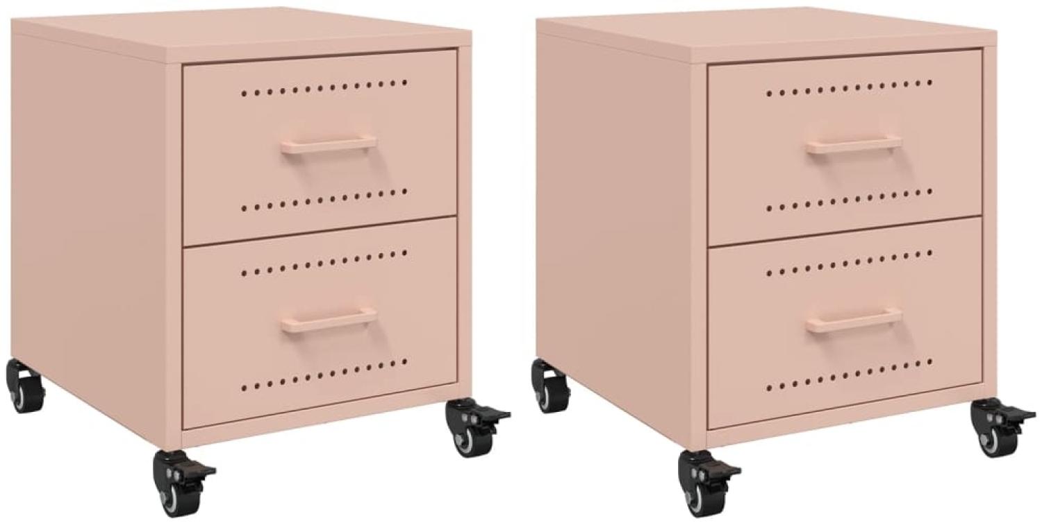 vidaXL Nachttische 2 Stk. Rosa 36x39x43,5 cm Stahl 846629 Bild 1