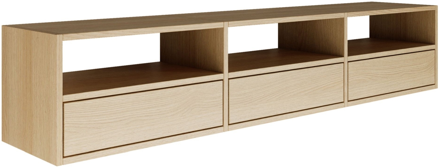 Selsey 'Framme' hängendes TV-Board mit drei Klappen und offenen Ablagen, Holzoptik Eiche, 150 cm Bild 1
