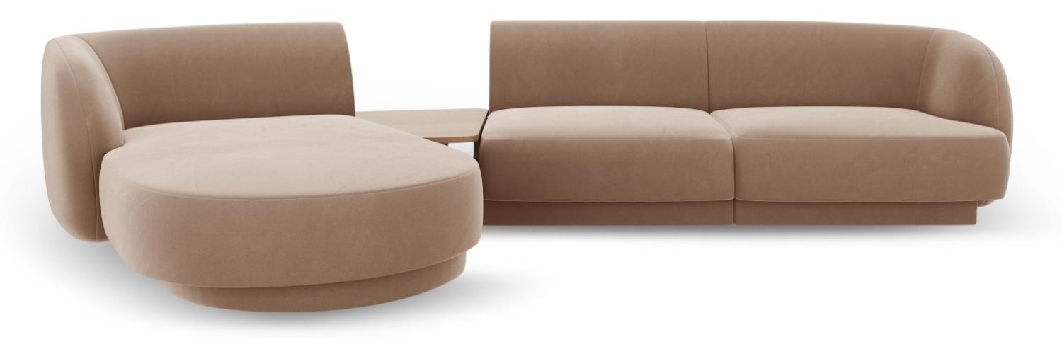 Micadoni Modulares Sofa Miley mit Recamiere 3-Sitzer Links Samtstoff Cappuccino Bild 1