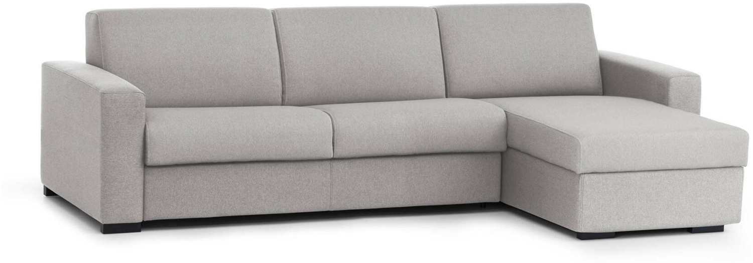 Dmora Schlafsofa mit Halbinsel Allegria, drehbares Sofa zum Öffnen, umkehrbare Aufbewahrungshalbinsel, schmale Armlehnen, 100 % Made in Italy, 260 x 95 x 90 cm, Grau Bild 1