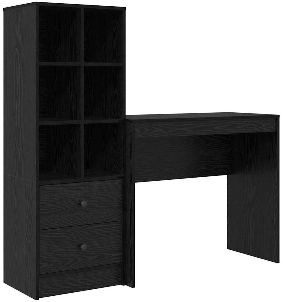 vidaXL Schreibtisch mit Stauraum mit Regal 2 pcs Schwarz Eichen-Optik 3337322 Bild 1