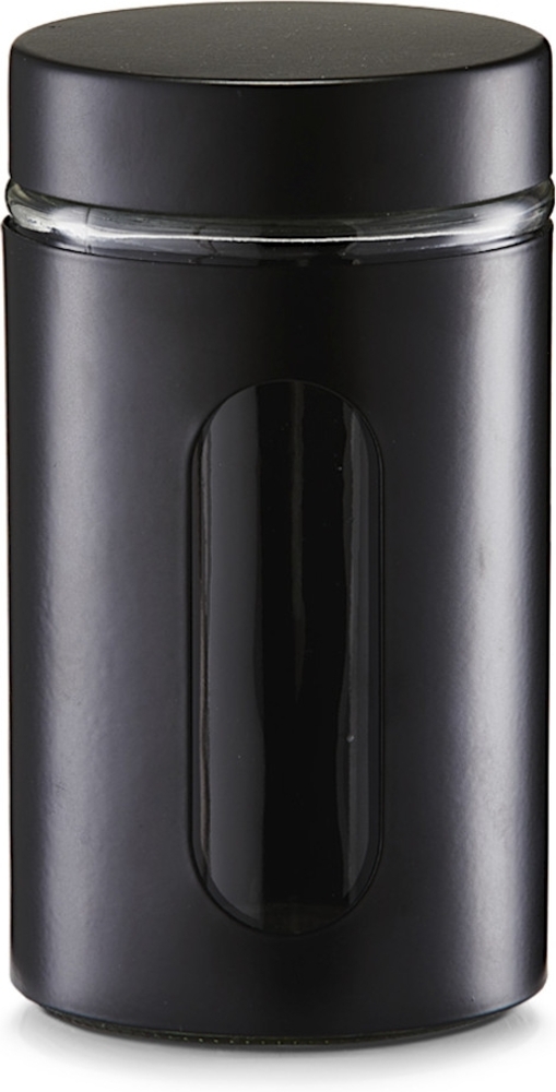 ZELLER 19796 Vorratsglas 900 ml mit Metallmantel SCHWARZ, pulverbeschichtet Bild 1
