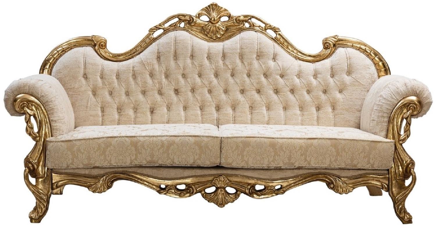 Casa Padrino Luxus Barock Sofa Weiß / Gold 235 cm - Barock Wohnzimmer Möbel Bild 1