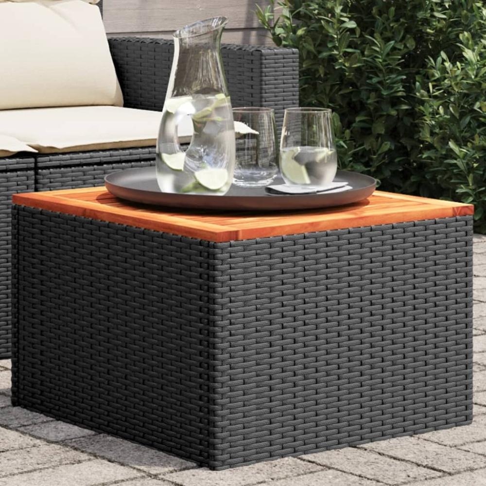 vidaXL Gartentisch Schwarz 55x55x37 cm Poly Rattan und Akazienholz 365975 Bild 1