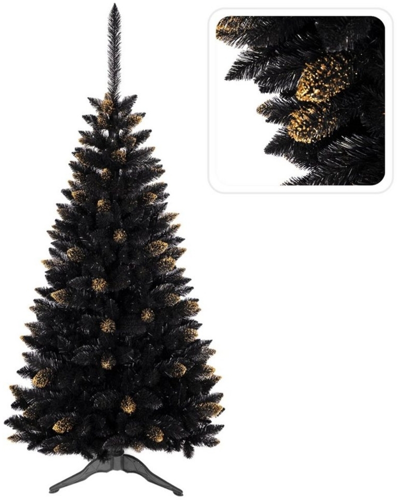 Sarcia. eu Künstlicher Weihnachtsbaum Schwarzer künstlicher Weihnachtsbaum Fichte Ghana PVC, gold 120cm Bild 1