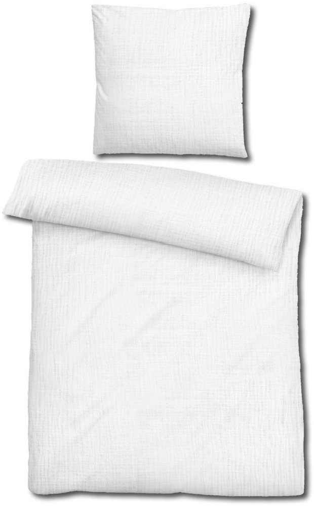 Sleezzz® Musselin Bettwäsche weiß 155 x 220 cm + 80 x 80 cm Bild 1