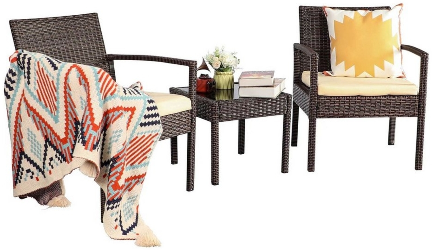 HTI-Living Sitzgruppe Sitzgruppe 3-teilig Santadi, (Set, 3-tlg, 1 Tisch 2 Stühle), Terrassenmöbel Balkonmöbel Bild 1