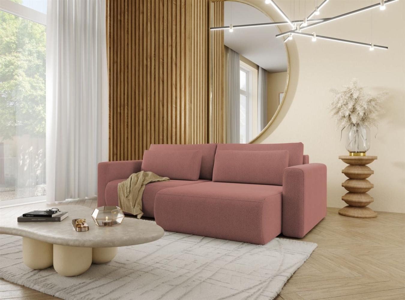 Ecksofa Sofa mit Schlaffunktion CHAIRA Stoff Curio Rose Ottomane Rechts Bild 1