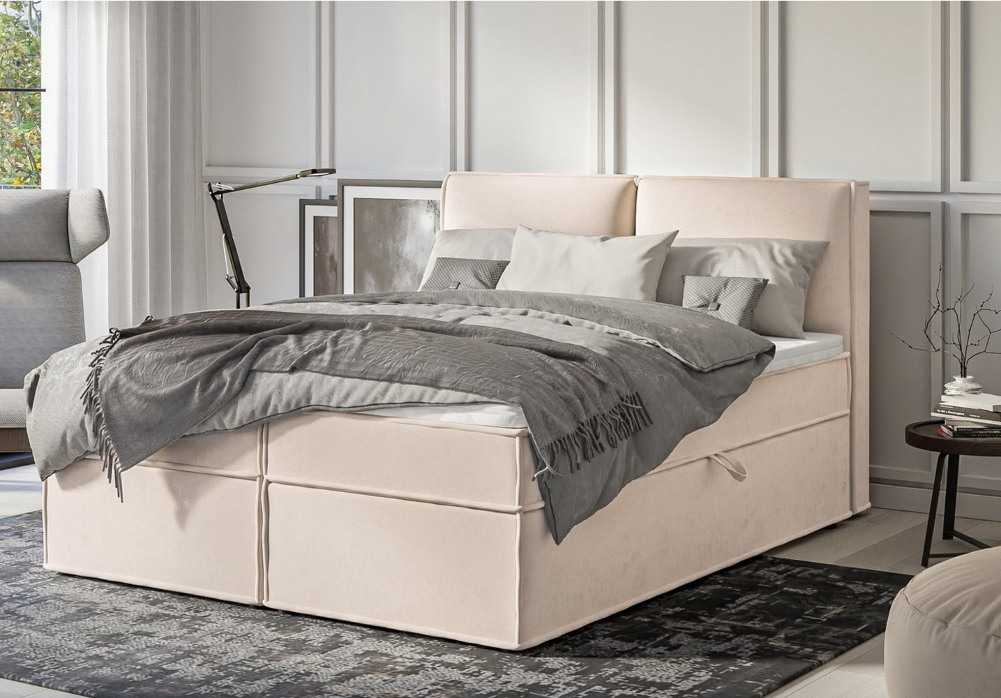 S-Style Möbel Boxspringbett Plaza mit Topper und Bettkästen aus Luxusmicrofaser, mit Topper und Bettkasten / zwei Bettkästen (je nach Bettgröße) Bild 1